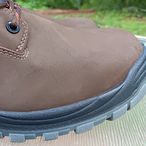 Men\'s HyTest Brown Leather Steel Toe Waterproof Boots Size 10.5 W main image 10